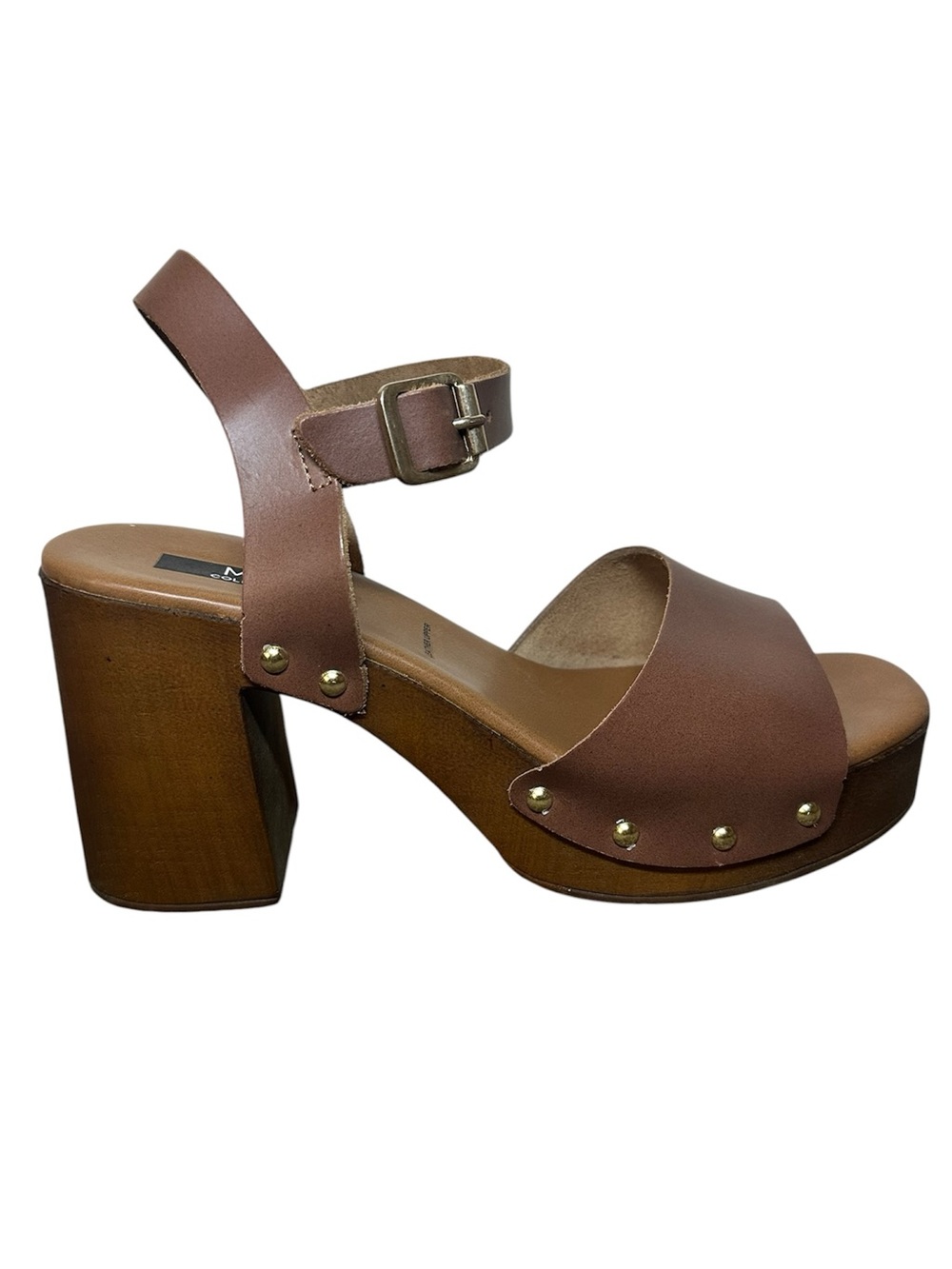 Marks & Spencer (M&S Collection) Brown Chunky Platform Clog Heels Sandals Size 8